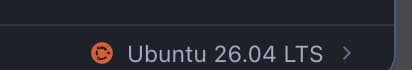 Status bar identifying the server as Ubuntu 26.04 LTS